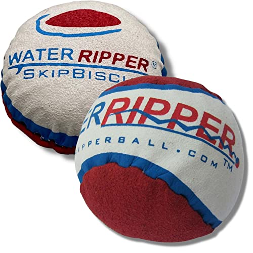 WaterRipper & SkipBiscuit (2 Pack) - Water Skipping Ball | Best Skip Balls for Swimming Pool - Patented Safer, Water Absorbing, Low-Profile Water Bouncing Ball That Skips Like a Rock but Doesn’t Hurt!